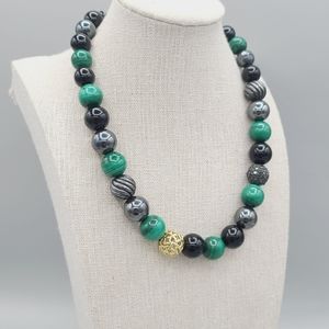 David Yurman Elements Bead Necklace With Gold and Diamonds